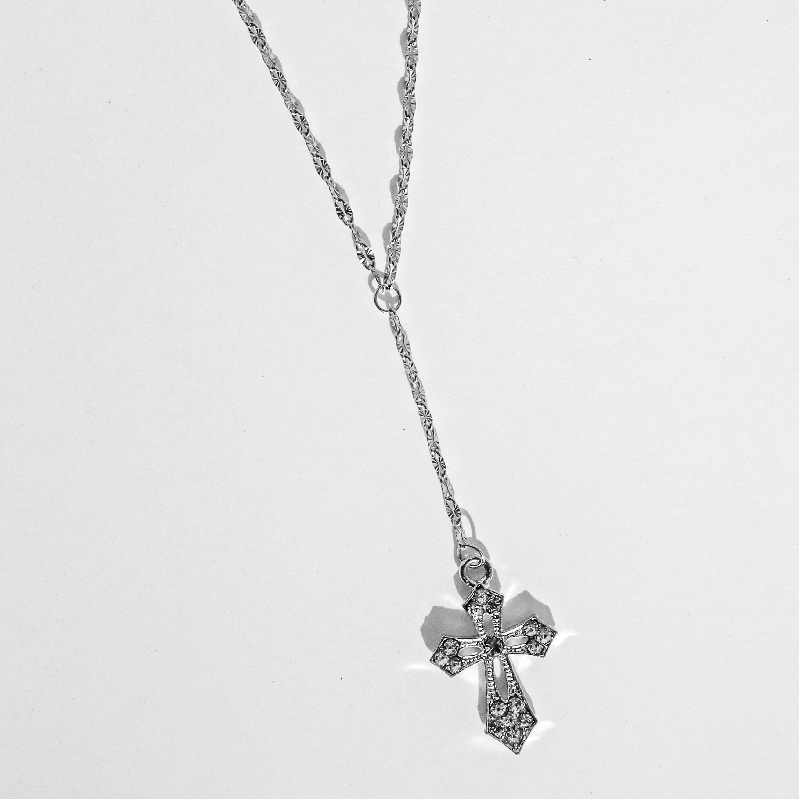 Peyton Silver Cross Drop Necklace - Image 3