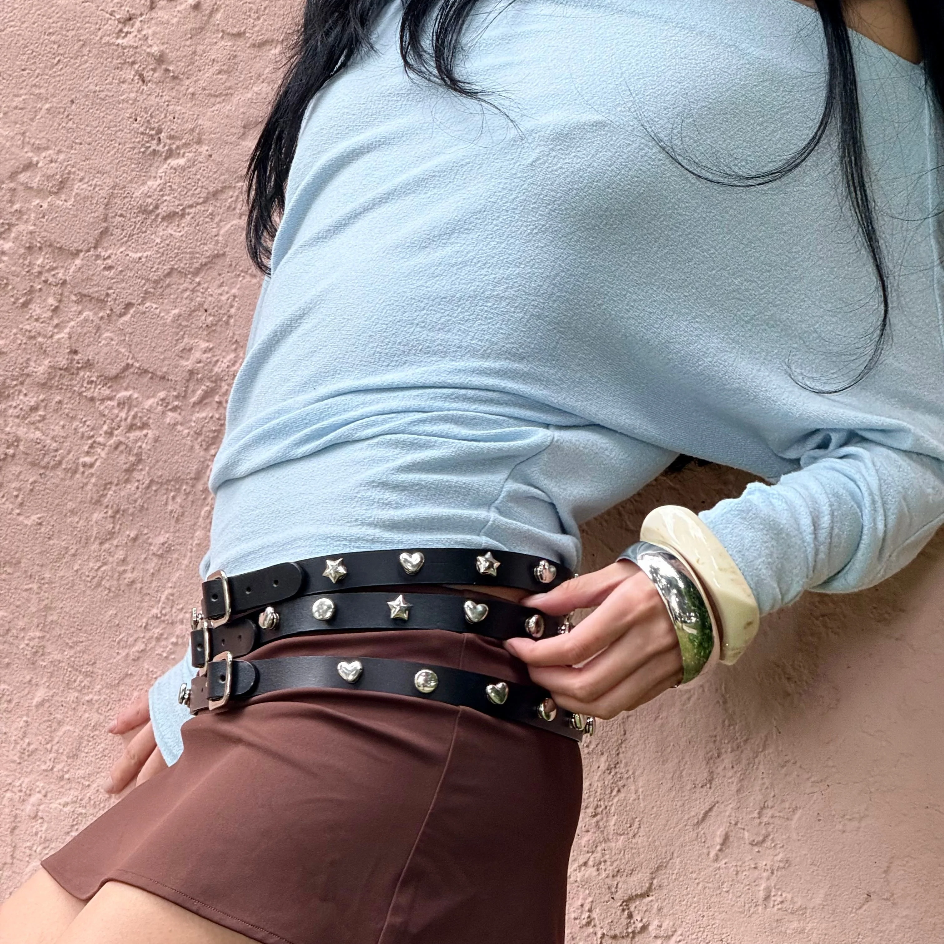 Stud Snap Leather Belt - Image 8
