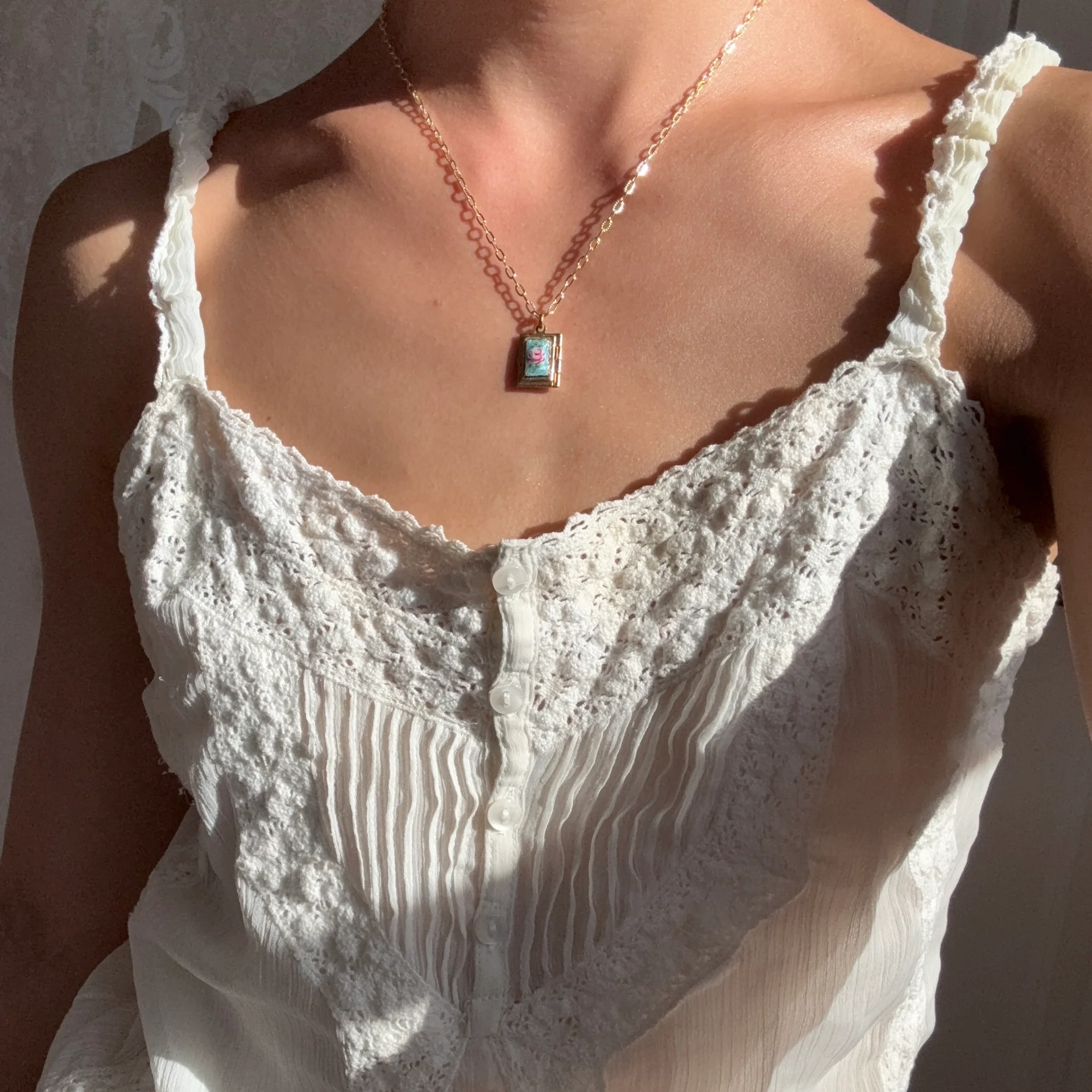 [Vintage Locket Drop] Cloisonne Book Vol. II Necklace - Image 2