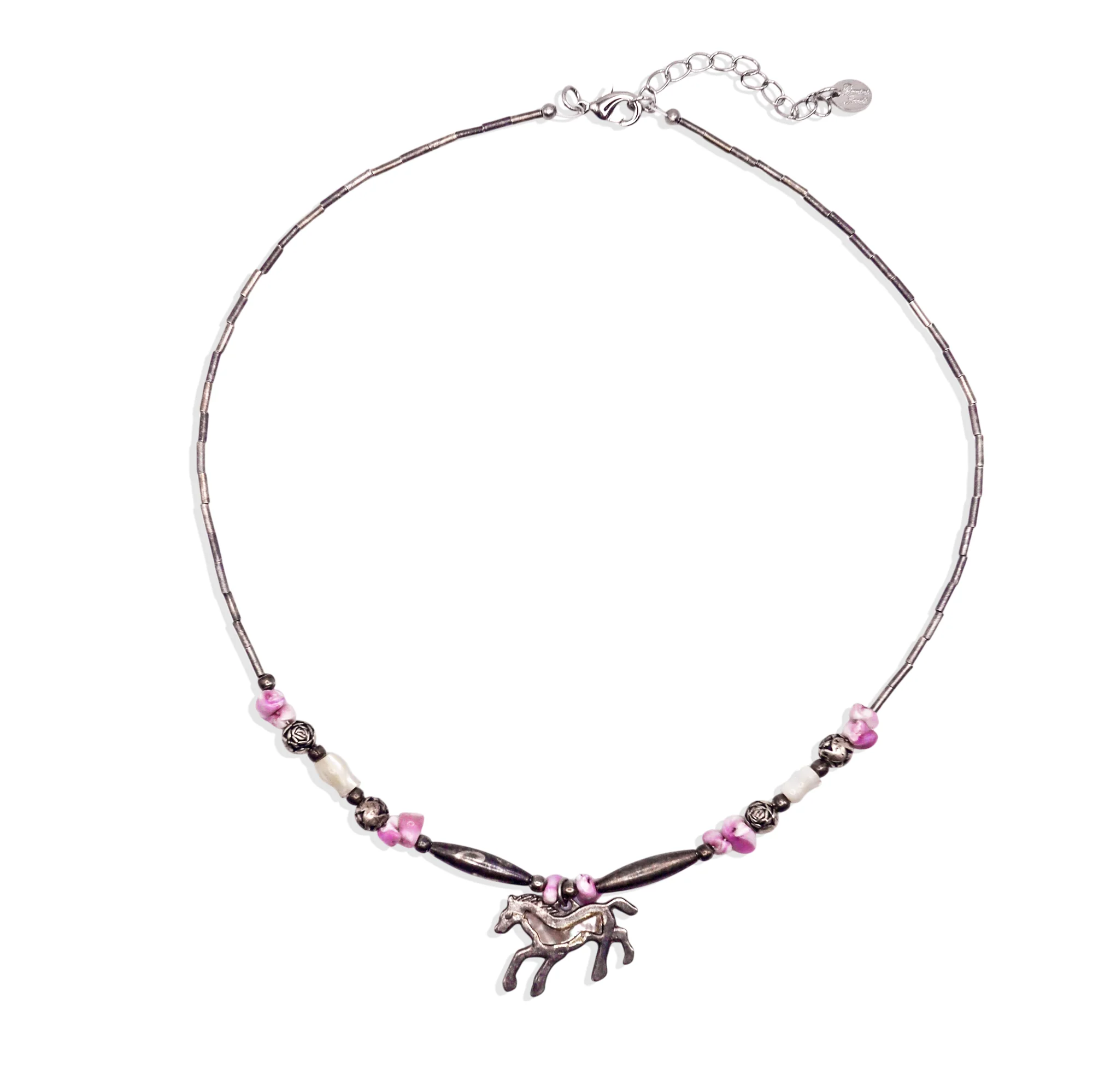 [Vintage Shell Drop] Horse Necklace